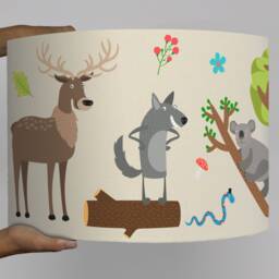 Children Lamp Lampshade Animal Forest Cream - thumbnail 3