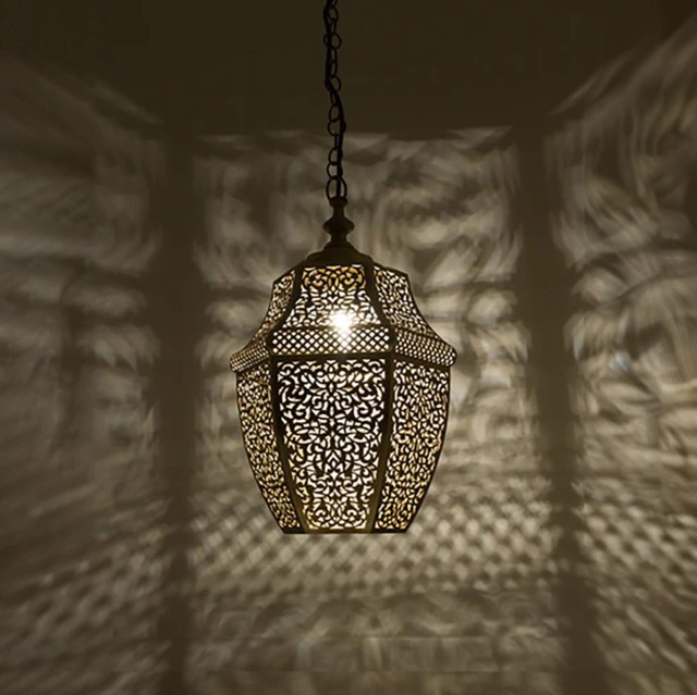 Handcrafted Moroccan Style Brass Pendant Light , Unique Handmade Hanging Lamp For A Bohemian Touch in Your Home Decor, Morocco Ceiling Light - image 1