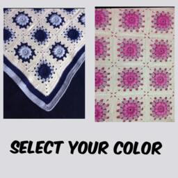 Vintage Style Crochet Baby Blanket Neon Pink Daisy Afghan - thumbnail 2