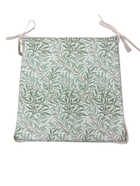 William Morris - Willow Bough Sage Tapered Tie-On Seat Pad. 100% Cotton, Garden/Patio/Kitchen/Dining - image 1