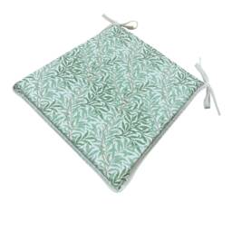 William Morris - Willow Bough Sage Tapered Tie-On Seat Pad. 100% Cotton, Garden/Patio/Kitchen/Dining - thumbnail 3