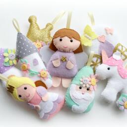 Handmade Felt Princess Garland Nursery Decor, Fairytale Decorations - thumbnail 2