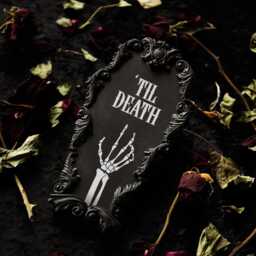 Til Death Black Coffin Plaque/Ornate Gothic Wall Decor Witchy Home Unusual Goth Valentines Gift Alternative Wedding - thumbnail 3