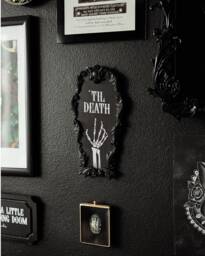 Til Death Black Coffin Plaque/Ornate Gothic Wall Decor Witchy Home Unusual Goth Valentines Gift Alternative Wedding - thumbnail 1