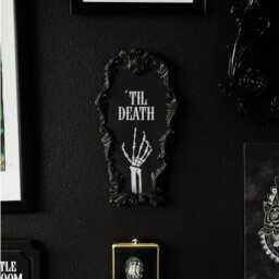 Til Death Black Coffin Plaque/Ornate Gothic Wall Decor Witchy Home Unusual Goth Valentines Gift Alternative Wedding - thumbnail 2