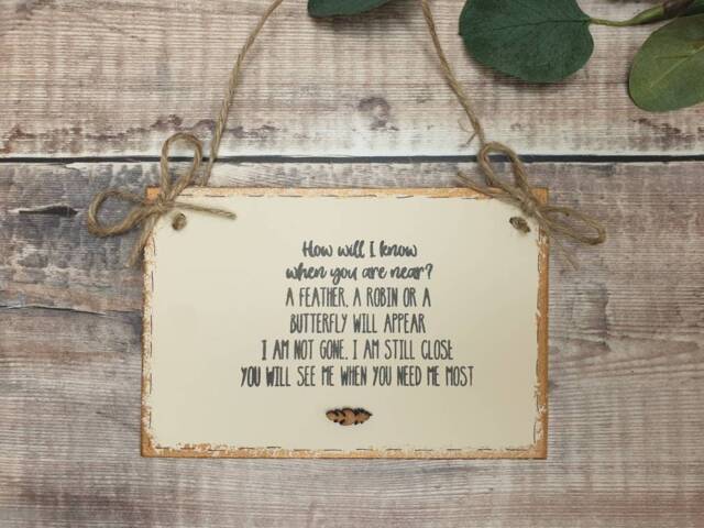 Memorial Plaque, Memorial Keepsake, Wall Hanging, Robins Appear, Heaven How Will I Know - image 1