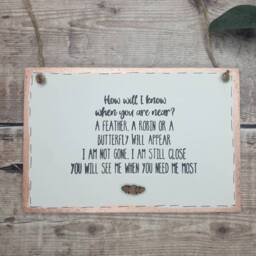 Memorial Plaque, Memorial Keepsake, Wall Hanging, Robins Appear, Heaven How Will I Know - thumbnail 2