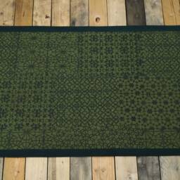 Green Cotton Rug, Geometric Tribal Print, Rustic Decor - 24x36 Inches - thumbnail 2