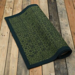 Green Cotton Rug, Geometric Tribal Print, Rustic Decor - 24x36 Inches - thumbnail 3