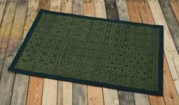 Green Cotton Rug, Geometric Tribal Print, Rustic Decor - 24x36 Inches - thumbnail 1