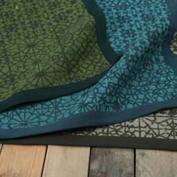 Green Cotton Rug, Geometric Tribal Print, Rustic Decor - 24x36 Inches - thumbnail 4