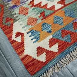 Classic Runner Rug, Handmade Artisan Afghan Turkish Scandinavian Navajo Bohemian Wool Flatweave Multicolour Kilim Rug 195x73 cm - thumbnail 2