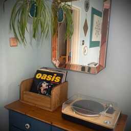 Handmade Solid Wood Vinyl Lp Record Storage Cube Box Flip Front Music Display - thumbnail 2