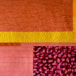 Modern Textured Silk Tapestry Orange Red Purple Wall Art Quilt - thumbnail 2