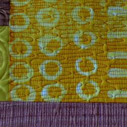 Modern Textured Silk Tapestry Orange Red Purple Wall Art Quilt - thumbnail 4
