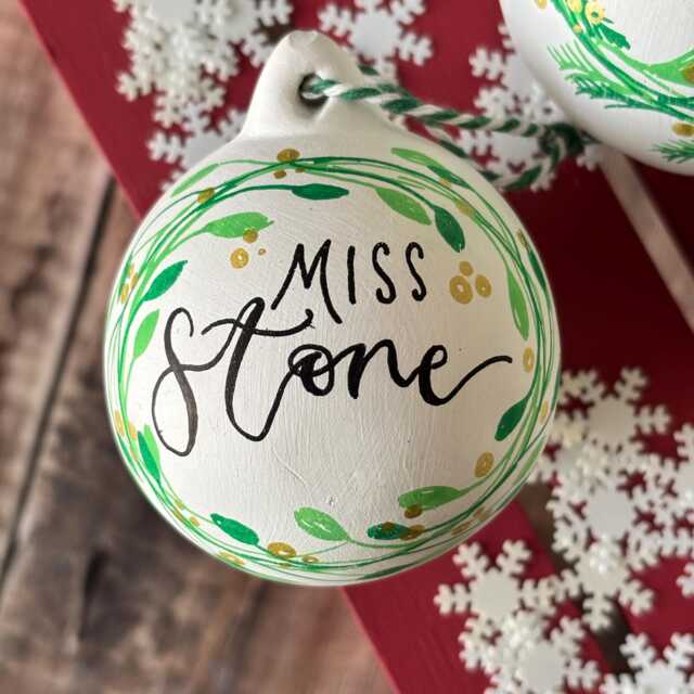 Personalised Ceramic Christmas Bauble, Hand Painted Name Ornament, Tree Decoration - image 1