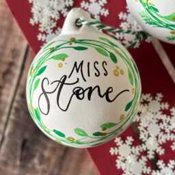 Personalised Ceramic Christmas Bauble, Hand Painted Name Ornament, Tree Decoration - thumbnail 1