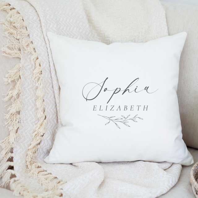 Personalized Girl's Name Pillow Cover, Neutral Nursery Decor - image 1