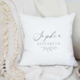 Personalized Girl's Name Pillow Cover, Neutral Nursery Decor - thumbnail 1