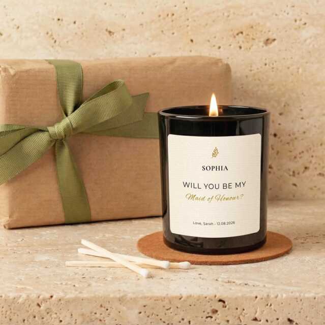 Personalised Maid Of Honour Proposal Candle Gift, Will You Be My Honor Custom Moh - image 1