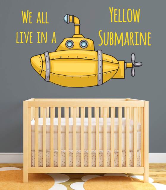 We All Live in A Yellow Submarine Wall Decal Quote Vinyl Art Decor - image 1