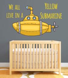 We All Live in A Yellow Submarine Wall Decal Quote Vinyl Art Decor - thumbnail 1