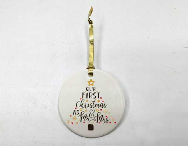 First Christmas Mr & Mrs Bauble, Ceramic Ornament, & Christmas, Wedding Gift, Bauble - image 1