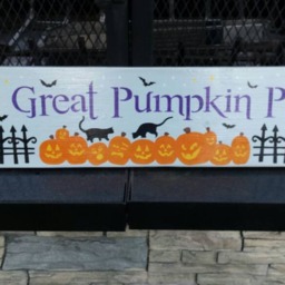 The Great Pumpkin Patch Wood Sign Halloween Primitive Distressed Rustic Fall Decor Graveyard Black Cat Wall Hanging Bats Pumpkins - thumbnail 3