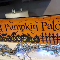 The Great Pumpkin Patch Wood Sign Halloween Primitive Distressed Rustic Fall Decor Graveyard Black Cat Wall Hanging Bats Pumpkins - thumbnail 4