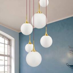 Glass Globe Pendant, Blown Glass Lighting, Globe Pendant Chandelier, Staircase Chandelier, Foyer Lighting, Bubble Chandelier, Stairway Lighting - thumbnail 2