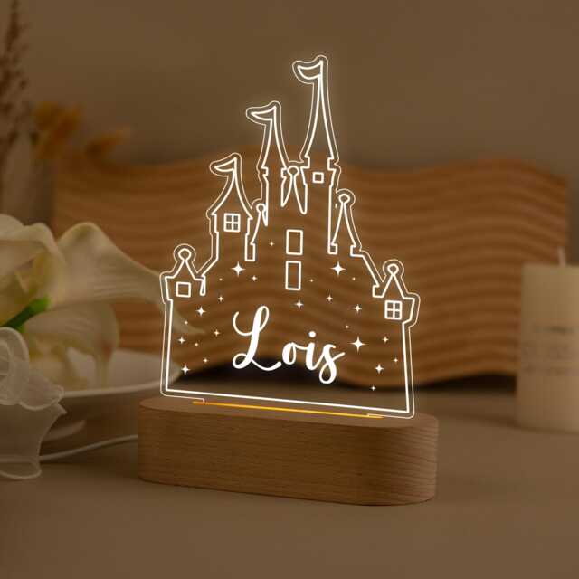Princess Castle Night Light, Custom Led Lamp For Kids, Perfect Gift Lovers, Nightlight Girl Birthday, Toddler Kids - image 1
