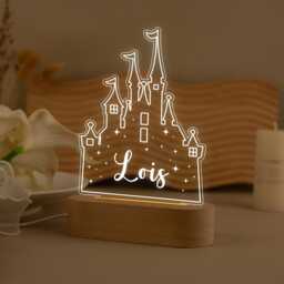 Princess Castle Night Light, Custom Led Lamp For Kids, Perfect Gift Lovers, Nightlight Girl Birthday, Toddler Kids - thumbnail 1