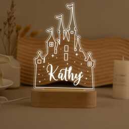 Princess Castle Night Light, Custom Led Lamp For Kids, Perfect Gift Lovers, Nightlight Girl Birthday, Toddler Kids - thumbnail 2