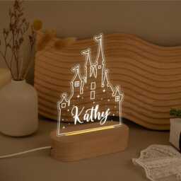 Princess Castle Night Light, Custom Led Lamp For Kids, Perfect Gift Lovers, Nightlight Girl Birthday, Toddler Kids - thumbnail 3