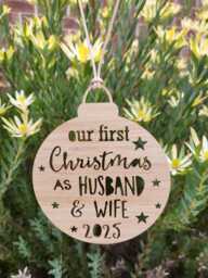 Husband & Wife Christmas Bauble-Decoration-Ornament-Christmas Tree-Gift-Christmas Gift-Wooden-Gift - thumbnail 1