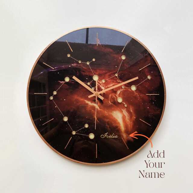 Sagittarius Sign Clock With Copper Accents Glow in The Dark Celestial Wall Decor - image 1