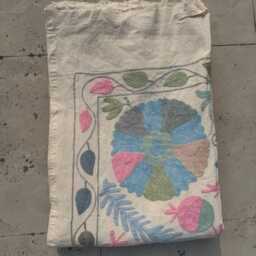 Hand-Embroidered Bohemian Cotton Suzani Quilt - Artisan Textile, Colorful Ethnic Throw Blanket, Home D??cor - thumbnail 4