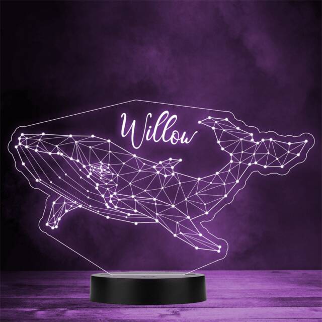 3D Style Whale Geometric Personalised Gift Colour Changing Led Lamp Night Light - image 1