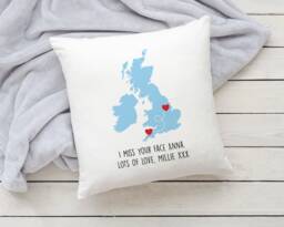 Personalised Long Distance Cushion - Gift Best Friend Family Missing You Leaving Cymraeg - thumbnail 1