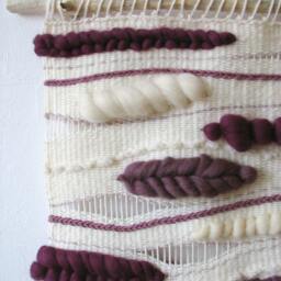 Boho Woven Wall Hanging Handcrafted Burgundy Tapestry With Tassels - thumbnail 2