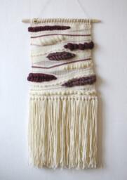Boho Woven Wall Hanging Handcrafted Burgundy Tapestry With Tassels