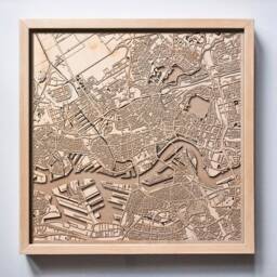 Rotterdam Wooden Map - Laser Cut City Streets, Framed 3D Wall Art - thumbnail 1