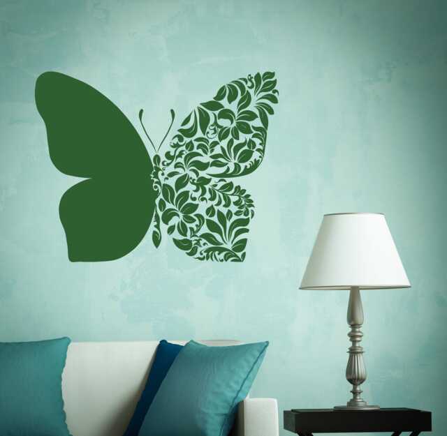 Butterfly & Flower Wall Decal - Floral Vinyl Sticker For Nursery, Girls Bedroom, Or Living Room Decor 1097Di - image 1