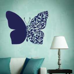 Butterfly & Flower Wall Decal - Floral Vinyl Sticker For Nursery, Girls Bedroom, Or Living Room Decor 1097Di - thumbnail 4