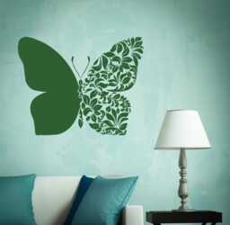 Butterfly & Flower Wall Decal - Floral Vinyl Sticker For Nursery, Girls Bedroom, Or Living Room Decor 1097Di - thumbnail 1