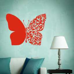 Butterfly & Flower Wall Decal - Floral Vinyl Sticker For Nursery, Girls Bedroom, Or Living Room Decor 1097Di - thumbnail 2