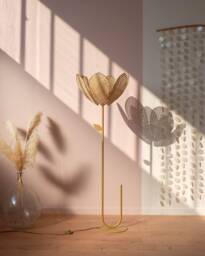 Floor Lamp & Double Flower Lampshade - Cannage