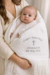 Personalised Baby Shawl Blanket Christening Baptism Naming Day Gift - thumbnail 2
