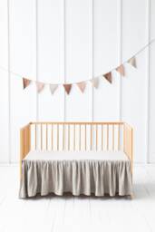 Linen Ruffled Crib Skirt For Boy Or Girl.baby Bed Skirt. Crib Dust Ruffle. Nursery. Bedding Kids