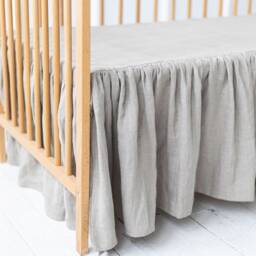 Linen Ruffled Crib Skirt For Boy Or Girl.baby Bed Skirt. Crib Dust Ruffle. Nursery. Bedding Kids - thumbnail 3